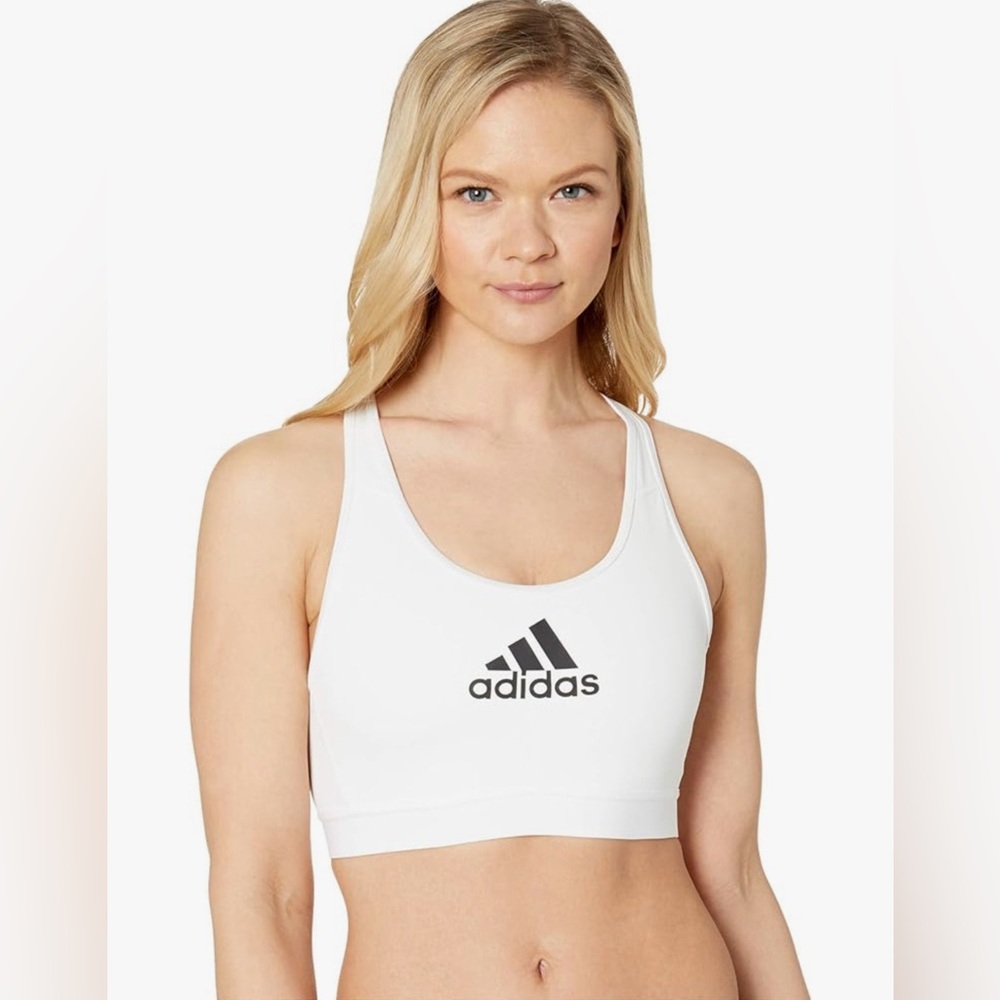 Adidas Women's “Don't Rest” Alphaskin Bra - In White w Black Details